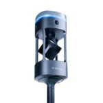 emesent-emesent-gx1-1222164660 | GEOTRONICS Praha Emesent LiDAR scanner mounted on a vertical pole, with a blue glowing ring around the top of the housing.